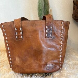 Bed Stu Stevie Leather Tote Bag with Contrast Stitching